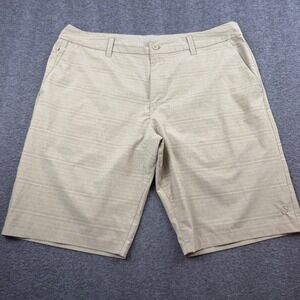 Hang Ten Hybrid Walk Shorts Men's 38 Tan Textured Casual Beach Wear
